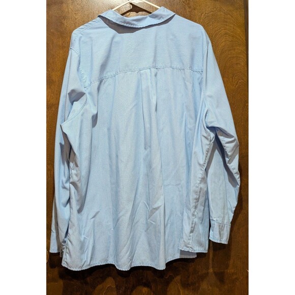Covington Womans Shirt With Roll Tab Sleeve Plus Sz 24-26W  Blue & White Striped - Picture 3 of 11